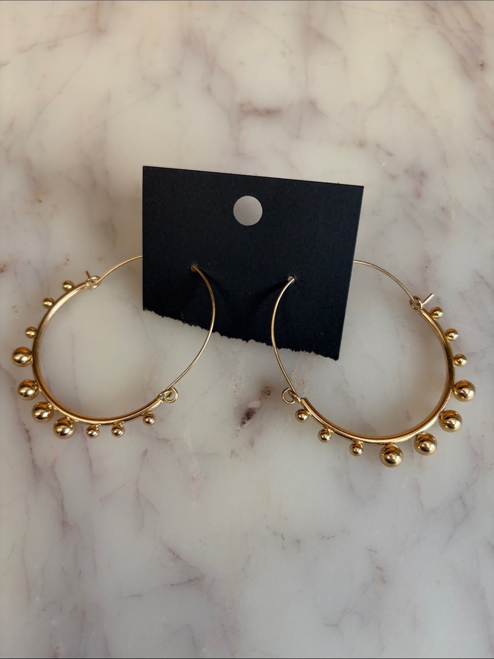 Gold Bead Hoop Earrings - Women Jewelry